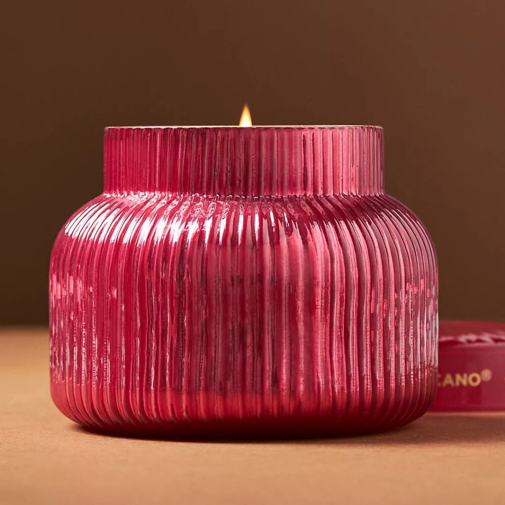 NEW Capri Blue Volcano Red Ribbed Jar Candle - Raspberry - Picture 1 of 2